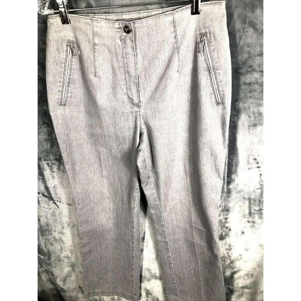 Jacky Vanilia Becky Woman's Gray Denim Trouser Pants Size 14 With Zip - Picture 5 of 16